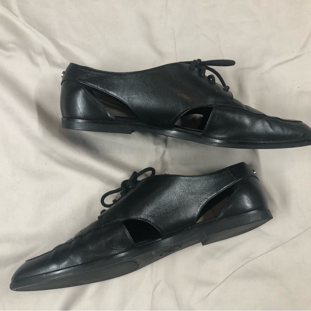 Michael Kors Black Cutout Lace-Up Flats